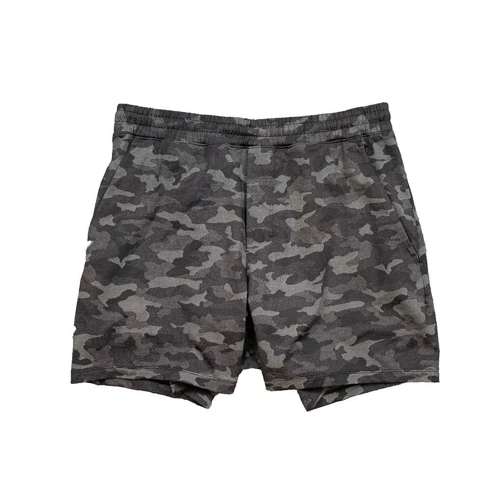Lululemon Shorts Men L Large Gray Camo Pace Breaker Inner Lined Running Training